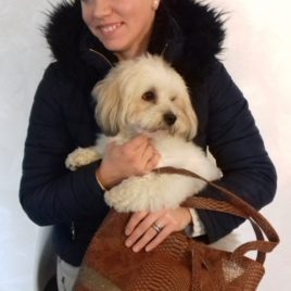 Sac en simili cuir et glitter avec décor pompons