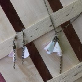 Boucles d’oreilles 02 pendentif cône en tissu travaillé