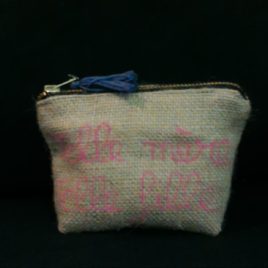 Mini pochette toile de jute “Telle mère telle fille” 01