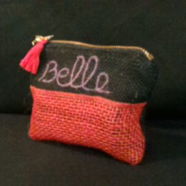 Mini pochette toile de jute “Belle” 02