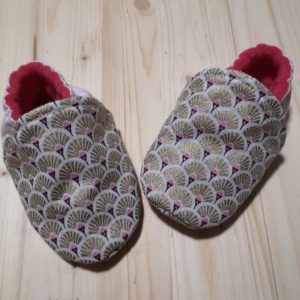 Mes 1er chaussons en coton imprimé doré/rose