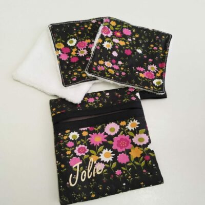 Octobre rose Lingettes lavables et sa pochette de transport # octobre rose